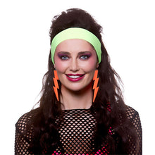 80's Lightning Earrings - Neon Orange