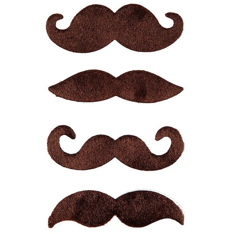 4pc Funny Moustaches - Brown